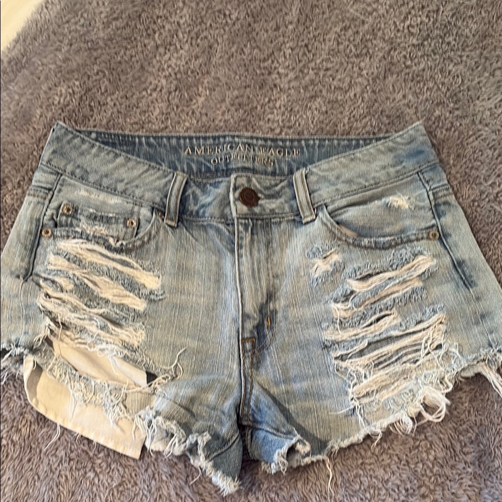 American Eagle Outfitters Blue Jean Shorts Distressed Style